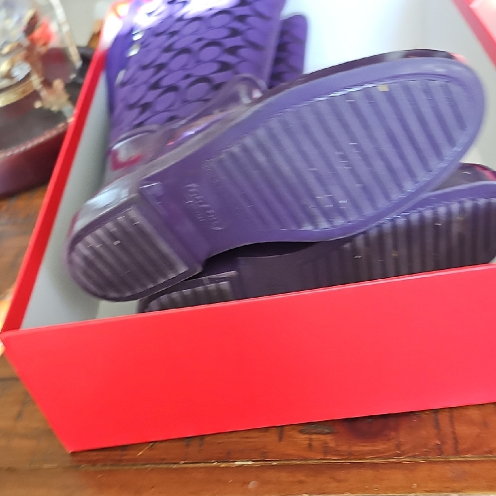 Coach Purple Winter Rain Boots with Glossy Finish - Picture 6 of 8